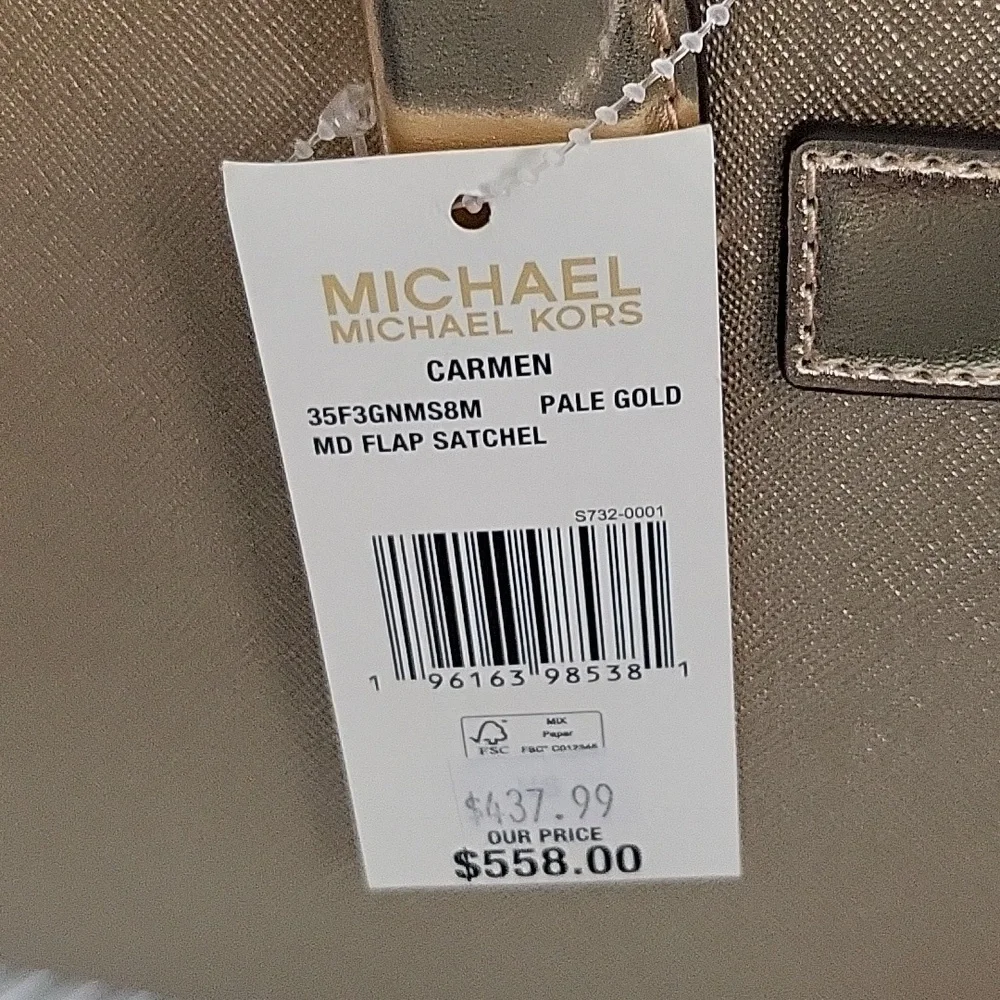 NWT MICHAEL KORS PALE GOLD CARMEN SATCHEL - Picture 12 of 14